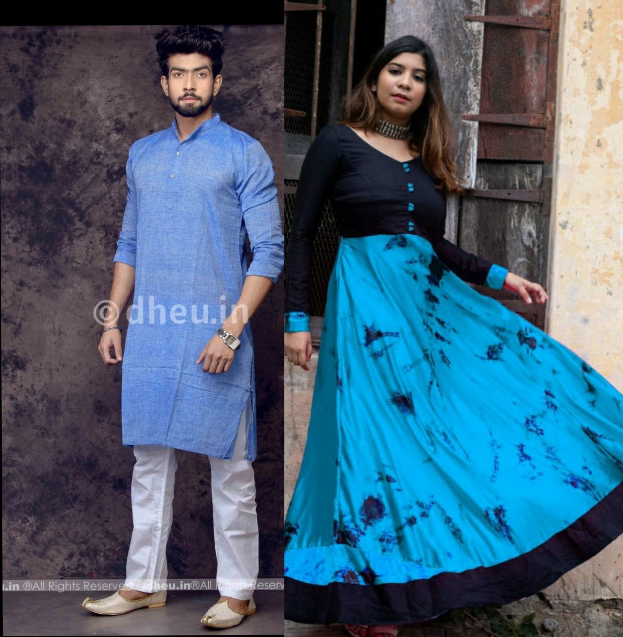 New Trending Matching Couple Dresses In Print Fabric